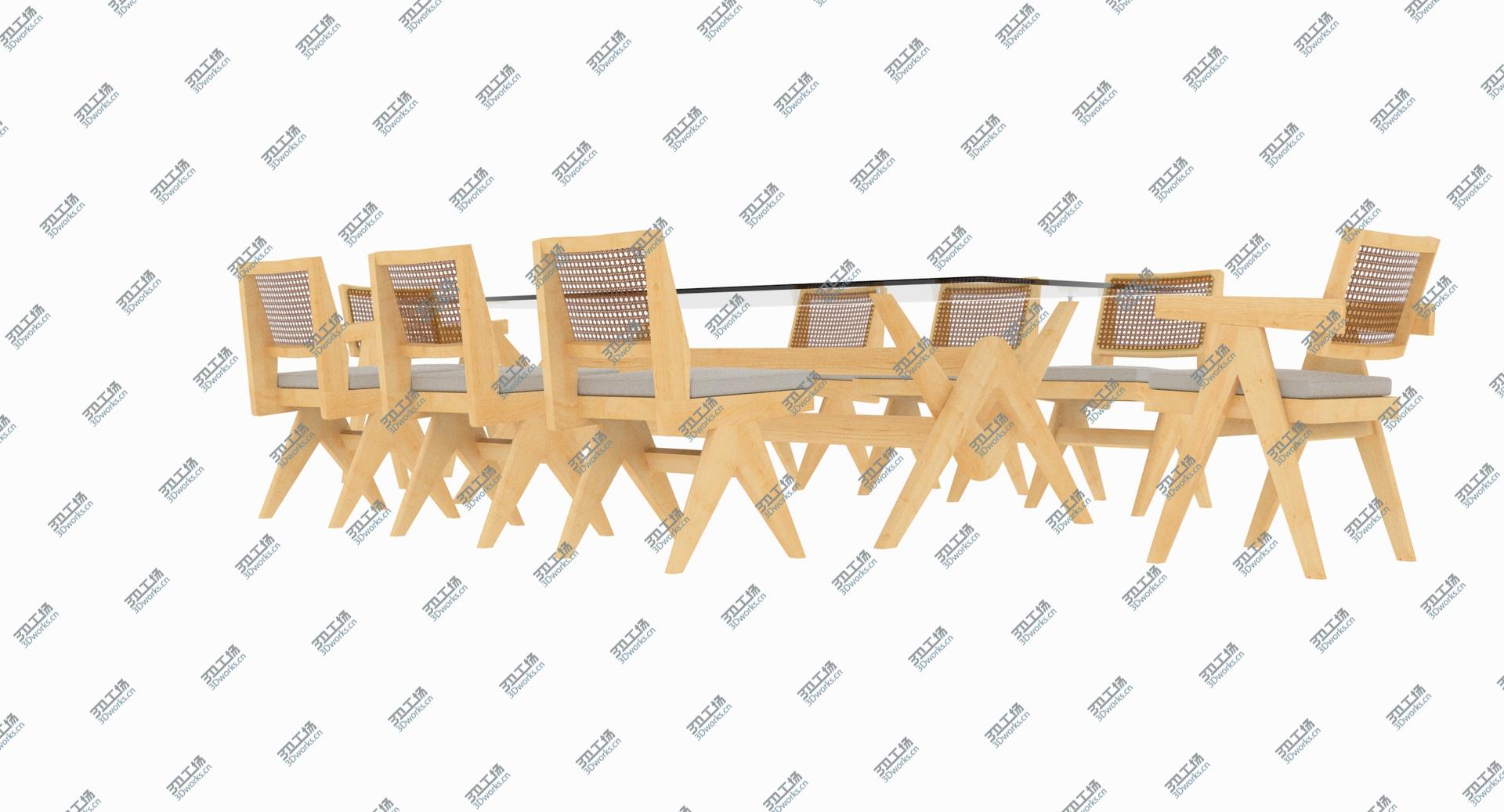 images/goods_img/202105073/3D Cassina Jeanneret Capitol Complex Glass Table with Office Chair and Clear Chair Set model/3.jpg